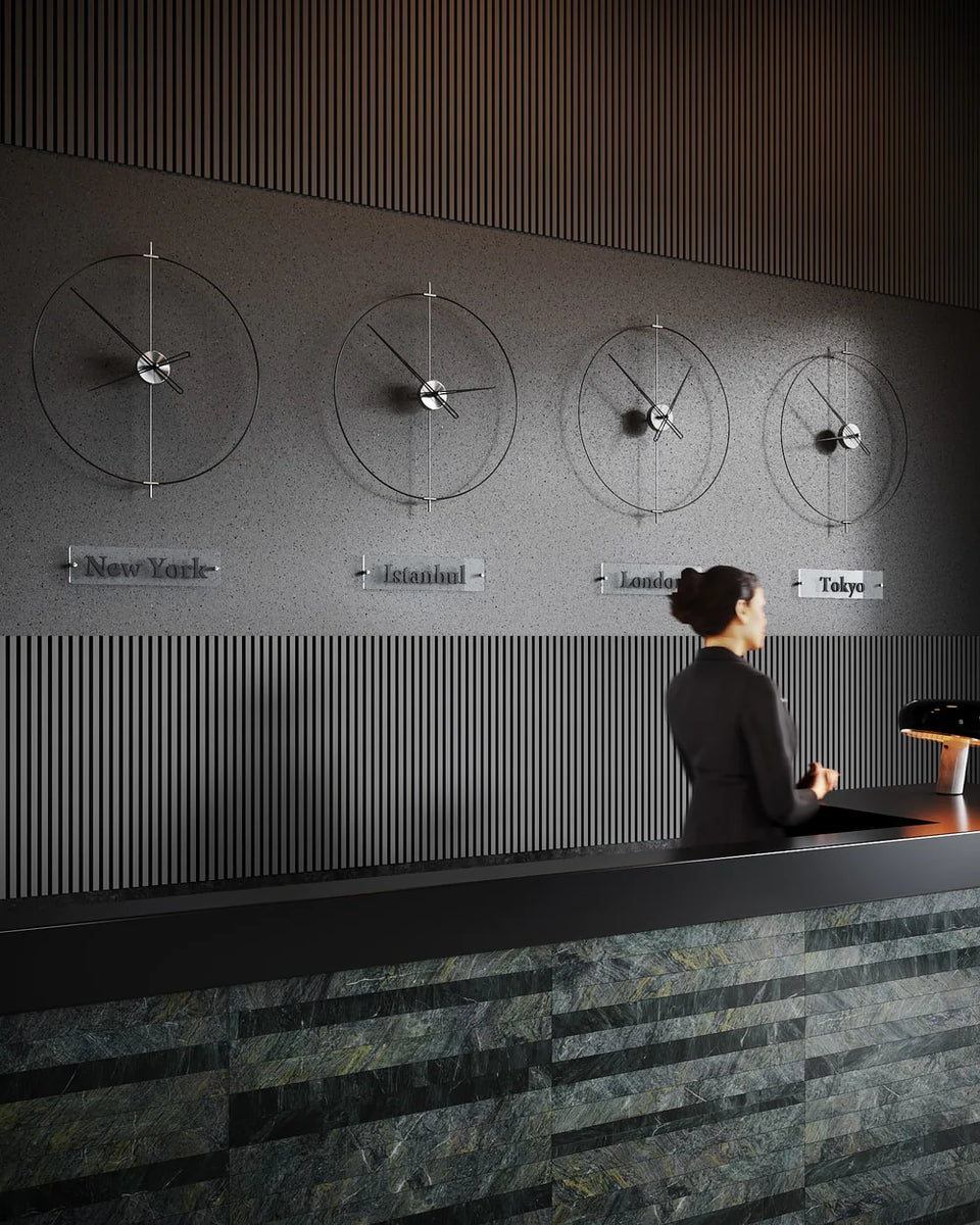 Otel Lobisi Duvar Dünya Saati - Massive Simple World Clocks